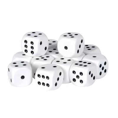 Abbildung von noris 606154361 15 weiße Augenwürfel aus Kunststoff im Doppelblister Standard Würfel für jedes Spiel, Größe 16mm, Weiß