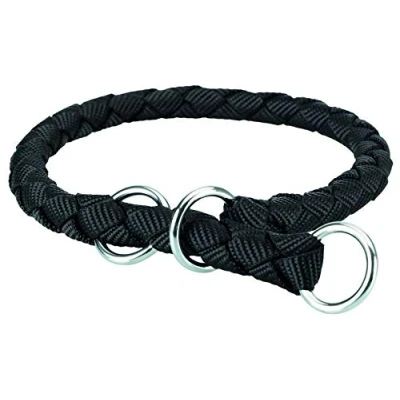 Abbildung von TRIXIE Cavo Zug Stopp Halsband Größe ML: Halsumfang 4351 cm/ø 18 mm in schwarz Hundehalsband aus Gurtband für mittelgroße bis große Hunde, rund geflochten, 143901