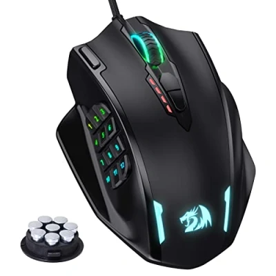 Abbildung von Redragon M908 Impact RGB LED MMO Maus mit Seitentasten, optische kabelgebundene Gaming 12.400DPI, hohe Präzision, 20 programmierbare Maustasten