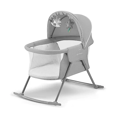 Abbildung von Kinderkraft Kinderbett 3 in 1 LOVI, Kinderreisebett, Stubenwagen, Babywiege, Baby Wippe, Zusammenklappbar, Einfach Transport, mit Zubehör, Tasche, Moskitonetz,von Geburt bis 9 kg, Grau
