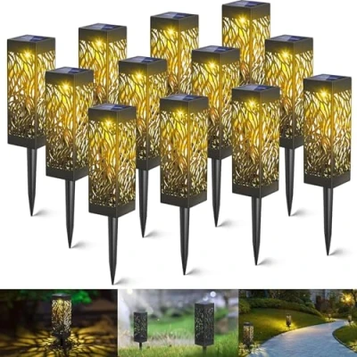 Abbildung von Kefflum Solarleuchten für außen,12 stück Solarlampen außen Garten IP65 Wasserdicht,Solarleuchten LED Solar Gartenleuchte Gartenbeleuchtung Wegebeleuchtung Balkon Terrasse Rasen Deko