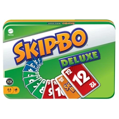 Abbildung von Mattel Games Skip BO Deluxe, in Metallbox, Kartenspiele für die Familie, Perfekt als Kinderspiel, Reisespiel oder Spiel Erwachsene, Spielzeit: 30 Min, 2 6 Spieler, ab 7 Jahren, L3671