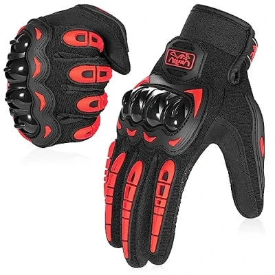Abbildung von COFIT Motorrad Handschuhe, Touchscreen Motorradhandschuhe für Motorradrennen, Mountainbike, Motorcross, Klettern, Wandern und andere Outdoor Sportarten Aktivitäten Rot M