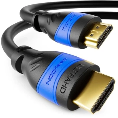 Abbildung von deleyCON 1m HDMI Kabel 2.0a/b High Speed mit Ethernet UHD 2160p 4K@60Hz 4:4:4 HDR HDCP 2.2 ARC CEC 18Gbps 3D Full HD 1080p Dolby Schwarz