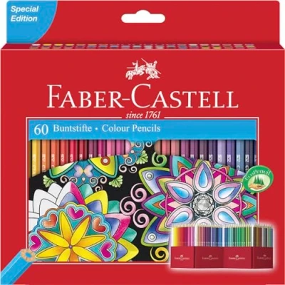 Abbildung von FABER CASTELL 111260 Buntstifte Set Castle, 60 teilig, hexagonal, bruchsicher, für Kinder und Erwachsene