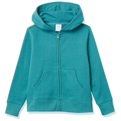 Abbildung von Amazon Essentials Mädchen Fleece Kapuzenpullover mit Reißverschluss, Grünblau, 6 7 Jahre