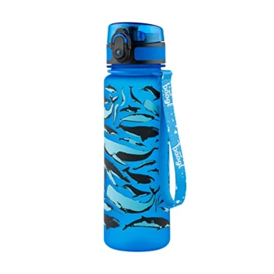 Abbildung von Baagl Kinder Trinkflasche Auslaufsicher Wasserflasche 500ml, Schule und Sport Flasche für Jungen, Mädchen Tritan (Walen)