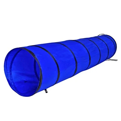 Abbildung von lionto Outdoor Tunnel robust für große &amp; kleine Hunde, 200x40 cm, Faltbarer Spieltunnel Kinder mit Heringen aus reißfestem Material, standhafter Agility praktischer Tragetasche, blau