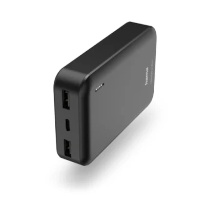 Abbildung von Hama Powerbank Pocket 10 10000mAh (externer Akku mit 2X USB A, Power Pack Zertifiziert, LED Anzeige, Handy Zubehör, Tablet, Bluetooth Box etc., tragbares Ladegerät klein) anthrazit