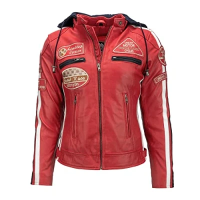 Abbildung von URBAN 5884 Motorradjacke Damen Mit Protektoren, Damenjacke aus Lammleder, Protektoren für Rücken, Schultern und Ellenbogen