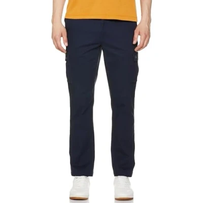 Abbildung von Amazon Essentials Herren Gerade geschnittene Stretch Cargohose (erhältlich in Big &amp; Tall), Marineblau, 40W / 34L