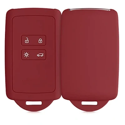 Abbildung von kwmobile Autoschlüssel Hülle kompatibel mit Renault 4 Tasten Smartkey (nur Keyless Go) Silikon Schutzhülle Schlüsselhülle Cover in Dunkelrot