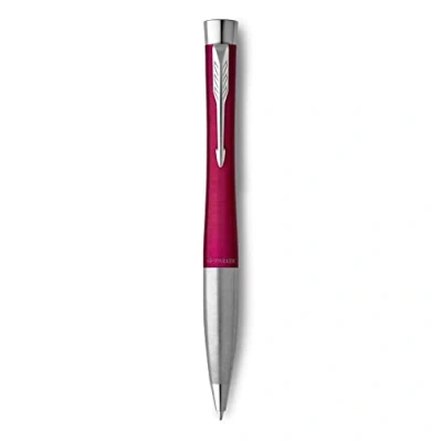 Abbildung von Parker Urban Twist Kugelschreiber Magenta mit Chrom Zierteilen Nachfüllpatrone blauer Tinte Geschenkbox