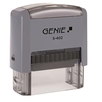 Abbildung von Genie S 402 Selbstfärbender Stempel Set (bis zu 4 Zeilen; selbstgestalten; inkl. Zubehör; Stempelkissen) schwarz/grau
