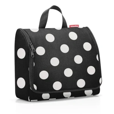 Abbildung von reisenthel toiletbag XL dots White praktischer Kulturbeutel mit Haken, wasserabweisendes Material