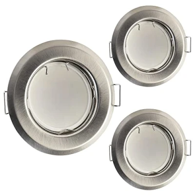 Abbildung von HCFEI LED Einbaustrahler ultra flach mit Spot Modul 230V I 3W 320lm 120Abstrahlwinkel Dimmbar Edelstahl gebürstet 50 55mm Einbauloch Einbauleuchte rund (3er Set Warmweiß)