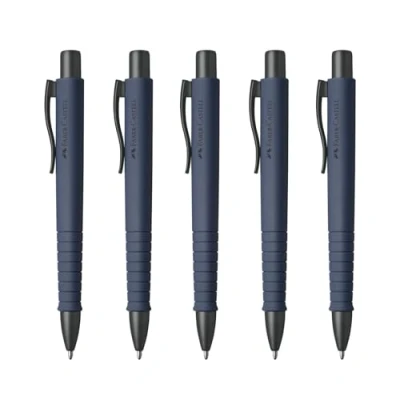 Abbildung von FABER CASTELL 205256 Kugelschreiber Poly Ball Urban Blue, 5 Stück, mit auswechselbarer XB Mine, dokumentenecht