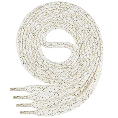 Abbildung von Di Ficchiano 1Paar flache SCHNÜRSENKEL aus 100% Baumwolle für Sneaker Sportschuhe sehr reißfest ca. 7 mm breit Schuhbänder weißgold Schuhriemen Farbe: white/gold 110cm