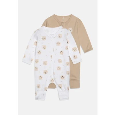 Abbildung von Name it Nbnnightsuit ZIP BEAR Unisex 2 PACK Pyjama für Kinder, Größe: 50, Oxford tan
