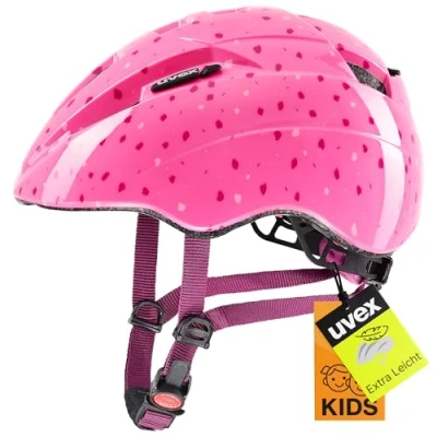 Abbildung von uvex kid 2 leichter Fahrradhelm für Kinder individuelle Größenanpassung erweiterbar mit LED Licht pink confetti 46 52 cm