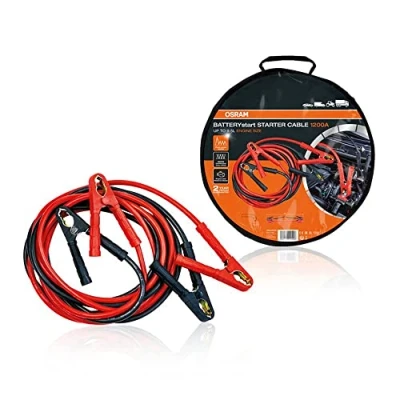 Abbildung von Osram OSC500A Starter Cable, Starthilfekabel Für Benzin und Dieselmotoren, 12/24V, Überbrückungskabel 9,5 L Motoren, Kupferbeschichtetes Aluminium, 5 m, Standard, 1200A