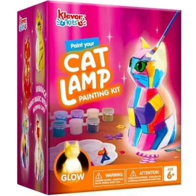 Abbildung von Klever Kits Katze Lampe Bastelset Kinder ab 6+ jahre,Basteln Mädchen 6 7 8 9 10 11 12 jahre,Kreatives Geschenke für und Jungen, Spielzeug Kinder,DIY Malset