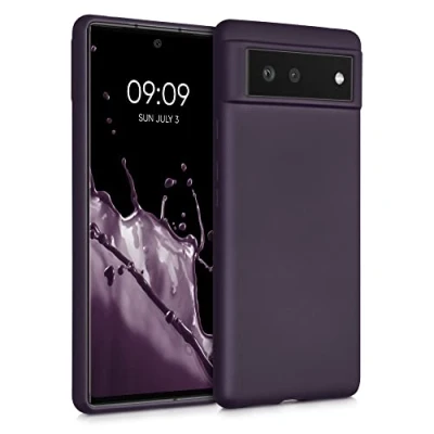 Abbildung von kwmobile Case kompatibel mit Google Pixel 6 Hülle Schutzhülle aus Silikon metallisch schimmernd Handyhülle Metallic Brombeere