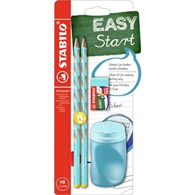 Abbildung von Schul Set für Linkshänder STABILO EASYgraph S in blau inkl. Spitzer + Radierer