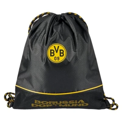 Abbildung von Borussia Dortmund BVB Turnbeutel Sportlicher Gym Bag mit Emblem, 100% Polyester, Kordelzug, ideal für Training, Sport und Freizeit, Schwarz