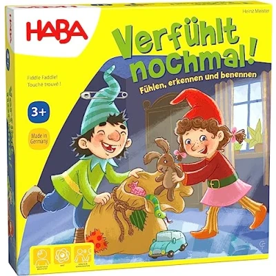 Abbildung von HABA 304508 Verfühlt nochmal, Fühlspiel für Kinder ab 3 Jahren, Lernspiel mit Holzteilen schult spielerisch die Feinmotorik, Neuauflage des Klassikers