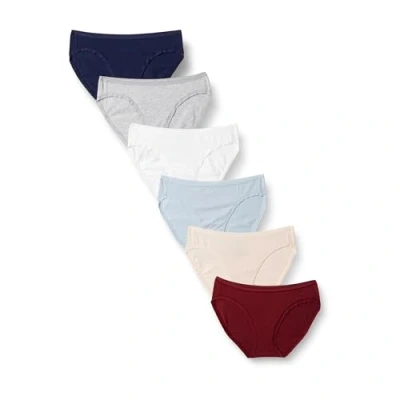 Abbildung von Amazon Essentials Damen Bikinihose aus Baumwolle (in Übergröße erhältlich), 6er Pack, Kühle Farben/Warme Nuancen, 40
