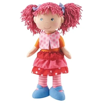 Abbildung von Haba 302842 Puppe Lilli Lou, süße Weich und Stoffpuppe ab 18 Monaten, mit Kleidung Haaren, 30 cm
