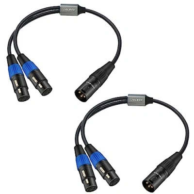 Abbildung von JOLGOO XLR Splitterkabel, Dual Buchse auf Stecker, Y Splitter Mikrofonkabel, 2 Buchsen 1 Kabel, 0,5 Meter, 2er Pack