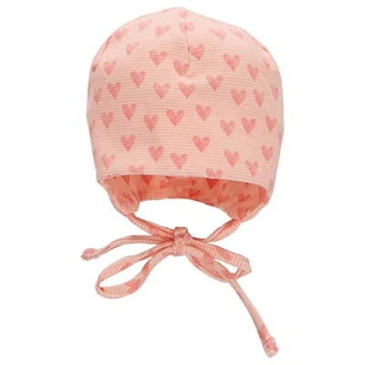 Abbildung von Sterntaler Baby Mädchen Beanie Herzen Mütze Baby, Kinderbeanie, Babymütze aus Baumwolle mit Bindeband rosa, 37