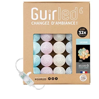 Abbildung von GuirLED LED Lichterkette Kugeln Baumwolle USB Nachtlicht Baby 2 Stunden Netzadapter 3 Intensitäten 32 3.2m Einhorn
