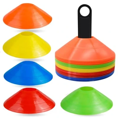 Abbildung von ATHLEJOY 25x Slalom Hütchen Fussball Markierungshütchen Fußballzubehör Kegel für Training &amp; Trainingszubehör