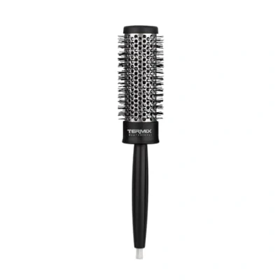 Abbildung von Termix professionelle Haarbürste. Thermische Rundhaarbürste mit Aluminiumrohr, um die Wärme zu speichern und Trocknungszeit verkürzen. Farbe: Schwarz. Durchmesser: 32 cm.