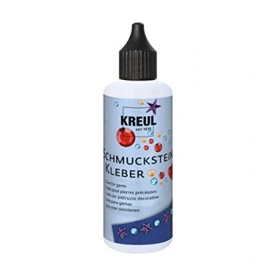Abbildung von KREUL 49603 Schmucksteinkleber, 80 ml, waschbar bis 30 C, trocknet transparent, lösungsmittelfrei, auf Wasserbasis, zum Befestigen von Schmucksteinen