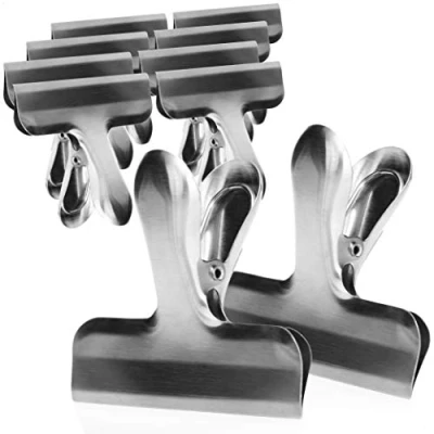 Abbildung von com four® 10x mittlere Verschlussklammern, Verschlussclips für Lebensmittelbeutel &amp; Tüten, Edelstahl Verschlussklemmen, Tütenclips zum Verschließen Frischhalten (10 Stück silberfarben mittel)