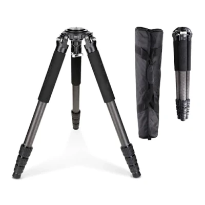 Abbildung von Rollei Rock Solid Alpha XL Mark III, extrem Robustes, professionelles Dreibeinstativ mit hoher Traglast(40KG) und fest integriertem Nevellierkopf, schwarz
