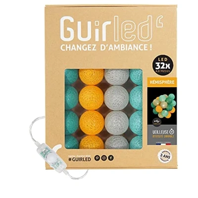 Abbildung von GuirLED LED Lichterkette mit Kugeln aus Baumwolle USB Nachtlicht für Babys 2 Stunden Netzadapter A im Lieferumfang enthalten 3 Intensitäten 32 3.2 m Halbkugel
