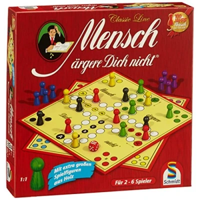 Abbildung von Schmidt Spiele 49330 Classic Line, Mensch ärgere Dich Nicht, mit extra großen Spielfiguren aus Holz, FFP, 2 bis 6 Spieler, bunt