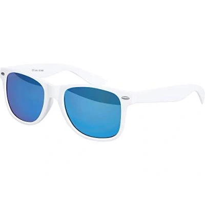 Abbildung von Balinco Sonnenbrille UV400 CAT 3 CE Rubber mit Federscharnier für Damen &amp; Herren (weiß blau verspiegelt)