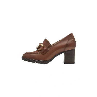 Abbildung von TAMARIS Comfort Damen Trotteur aus Leder mit Blockabsatz, Braun (Cognac), 38 EU