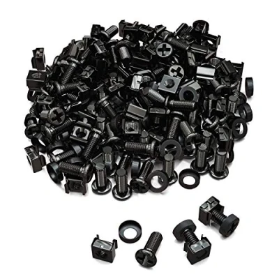 Abbildung von deleyCON 100x M6 Käfigmuttern Schrauben Set für Netzwerkschränke 100er Patchpanel Racks Servergehäuse 19 Zoll 10 Montagesatz Stahl Schwarz