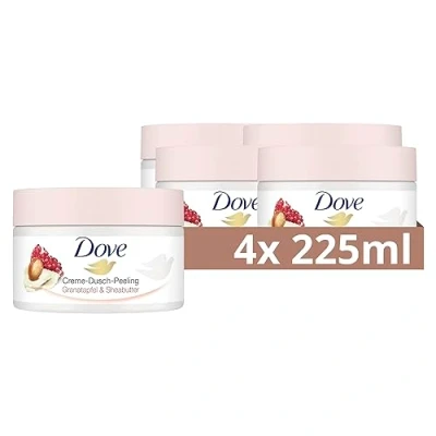 Abbildung von Dove Creme Dusch Peeling Granatapfel &amp; Sheabutter Scrub Körper für geschmeidige Haut Hautpflege mit Jojobawachs Perlen 4x 225 ml