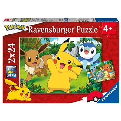 Abbildung von Ravensburger Kinderpuzzle 05668 Pikachu und seine Freunde 2x24 Teile Pokémon Puzzle für Kinder ab 4 Jahren, Geschenke