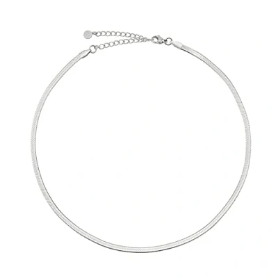 Abbildung von GD GOOD.designs Schlangenkette Silber flache Sterling Silberkette ohne Anhänger I Silberne Edelstahl Choker 3mm breit Wasserfest