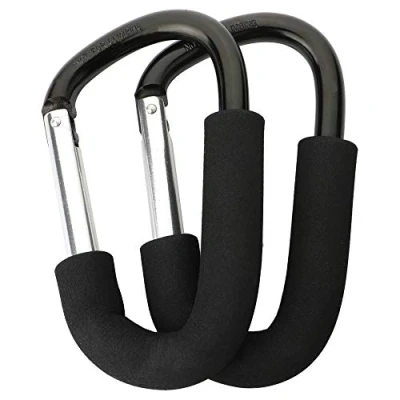 Abbildung von GTIWUNG 2 Stück Kinderwagen Karabiner, Mummy Clip, Buggy Haken mit Schwamm, kinderwagenhaken, Aluminiumlegierung Befestigung