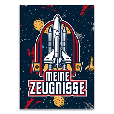 Abbildung von itenga Zeugnismappemit Motiv DIN A4 Dokumentenmappe Zeugnisse für Kinder Jugendliche Schüler Mädchen (Weltraum)
